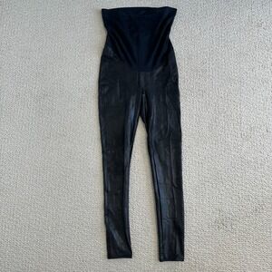 Spanx Mama Maternity Faux Leather High Waisted Leggings M Black 20201R
